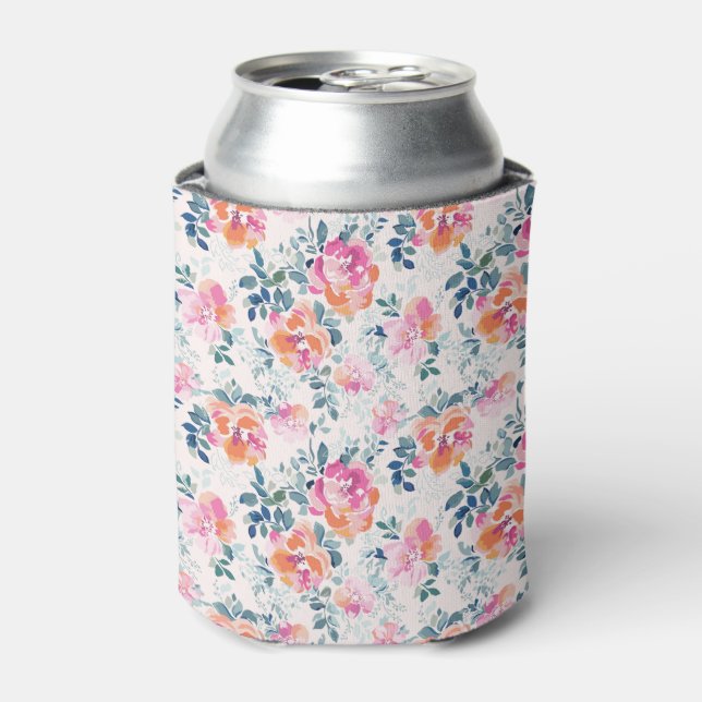 Painted Roses Pattern Can Cooler (Can Front)