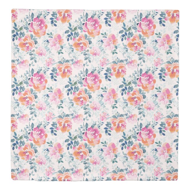 Painted Roses Pattern Duvet Cover (Front)