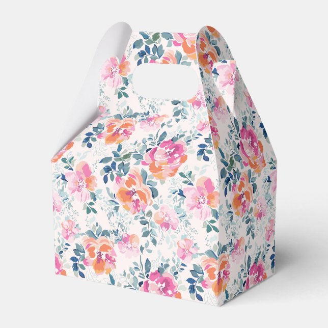 Painted Roses Pattern Favor Boxes (Front Side)