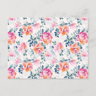 Painted Roses Pattern Holiday Postcard