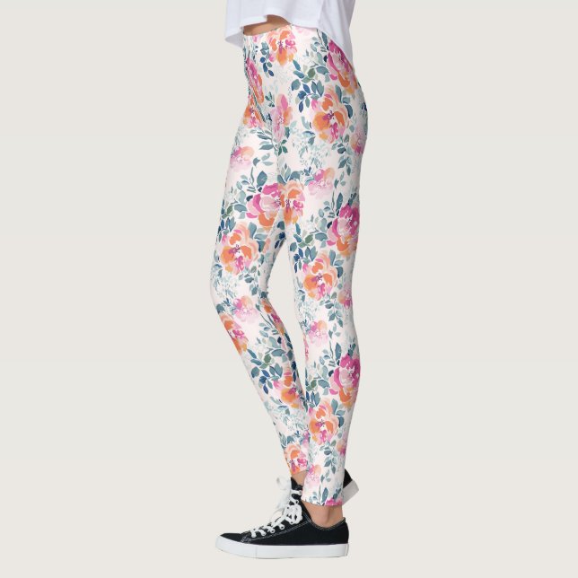Painted Roses Pattern Leggings (Left)