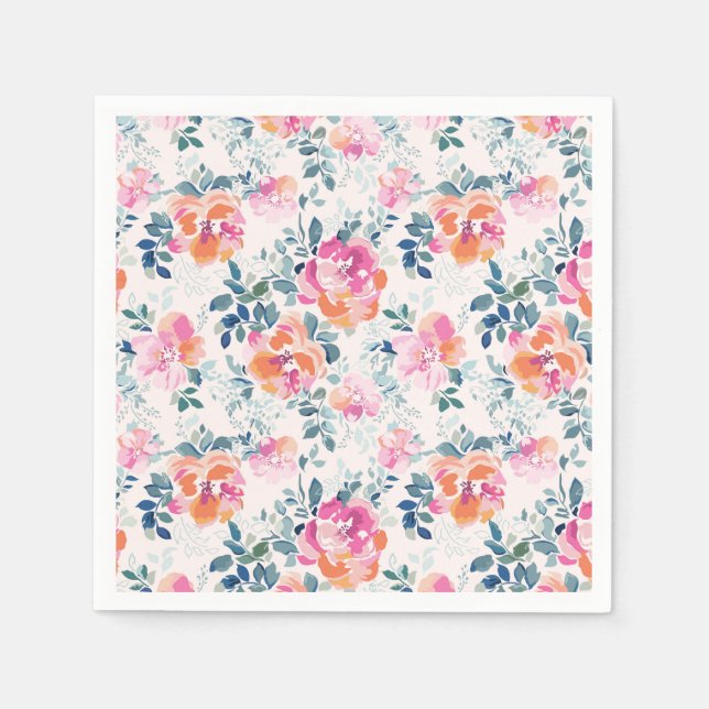 Painted Roses Pattern Napkins (Front)