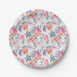 Painted Roses Pattern Paper Plates