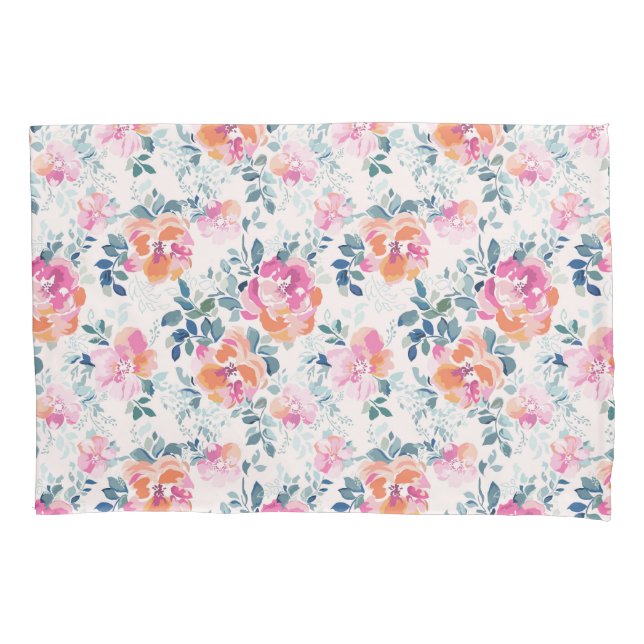Painted Roses Pattern Pillow Case (Front-Left)