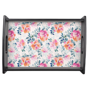 Painted Roses Pattern Serving Tray