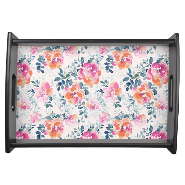 Painted Roses Pattern Serving Tray (Front)
