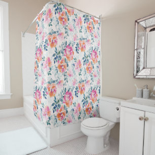 Painted Roses Pattern Shower Curtain
