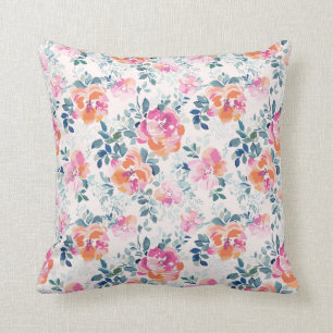 Painted Roses Pattern Throw Pillow