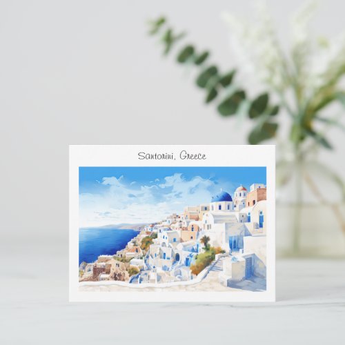 Painted Santorini in Greece Postcard