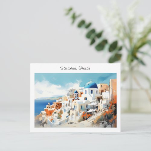 Painted Santorini in Greece Postcard