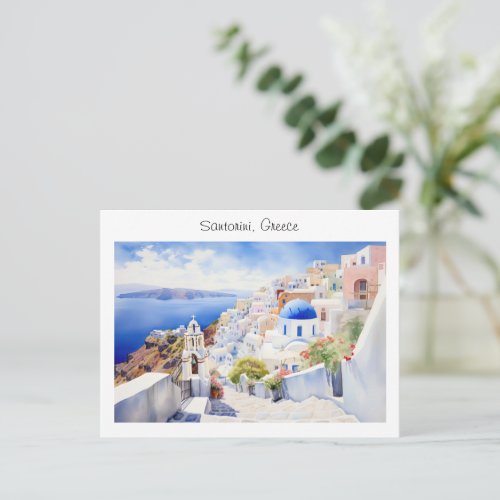 Painted Santorini in Greece Postcard