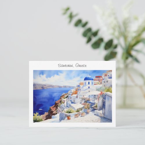 Painted Santorini in Greece Postcard