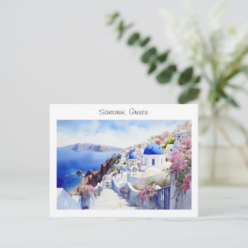 Painted Santorini in Greece Postcard