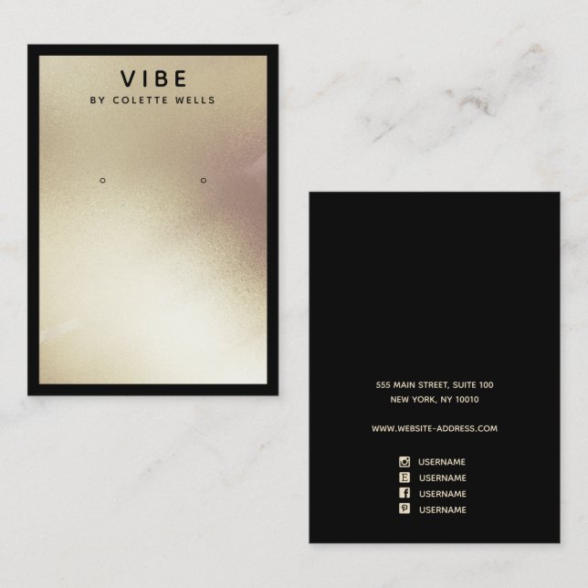 Painted Satin Gold Earring Display Jewelry Holder Business Card (Front/Back)