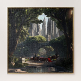 PAINTED SCENE OF A CITY PARK C1900 JIGSAW PUZZLE