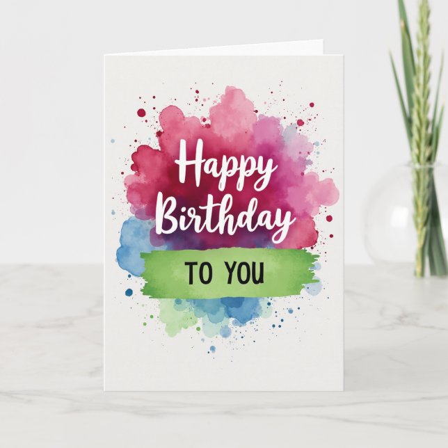Painted Script Birthday Card (Front)