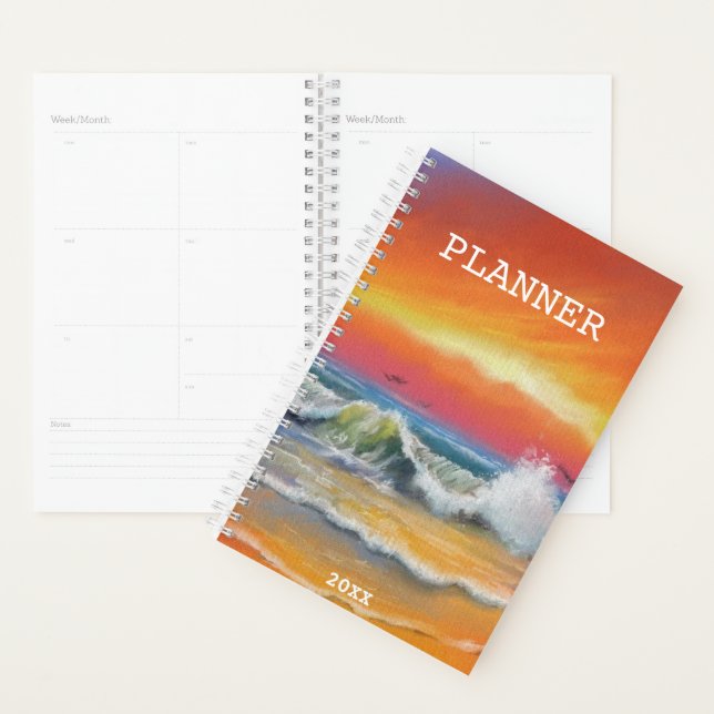 Painted Sea Sunset Planner Personalized Year (Display)