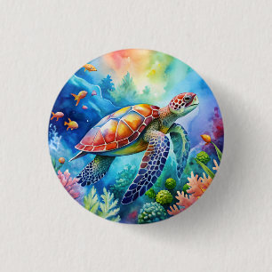Painted Sea Turtle Button