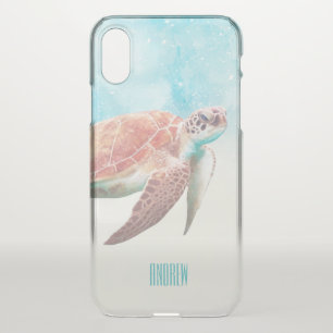 Painted Sea Turtle Coastal Beach Theme iPhone X Case