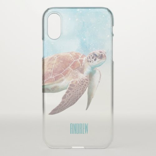 Painted Sea Turtle Coastal Beach Theme iPhone X Case