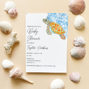 Painted Sea Turtle Gender Neutral Baby Shower Invitation