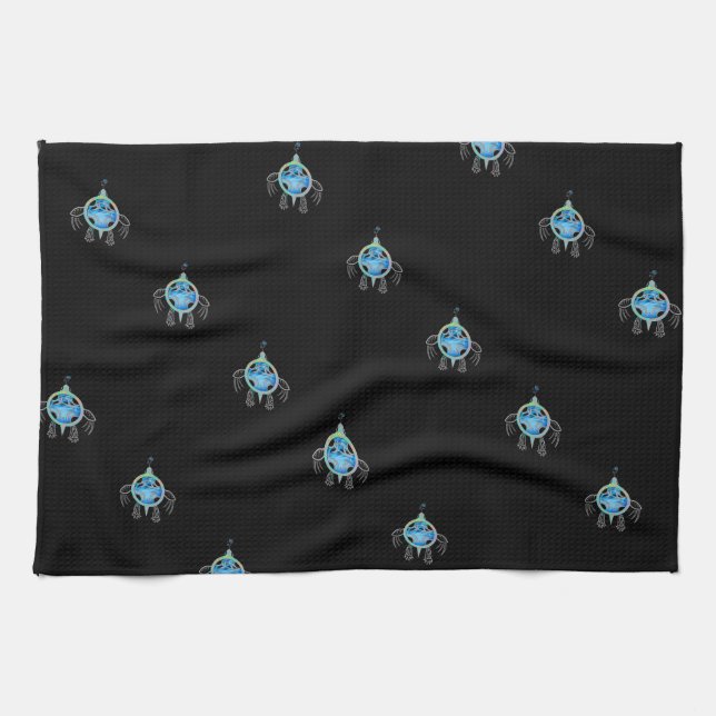 Painted Sea Turtle Kitchen Towel (Horizontal)