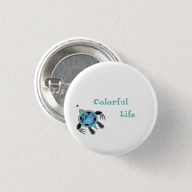 Painted Sea Turtle Pinback Button (Front & Back)