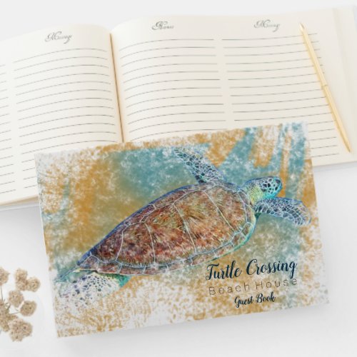 Painted Sea Turtle Themed Vacation Property Guest Book
