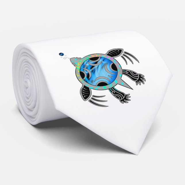 Painted Sea Turtle Tie (Rolled)