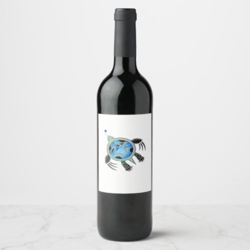 Painted Sea Turtle Wine Label
