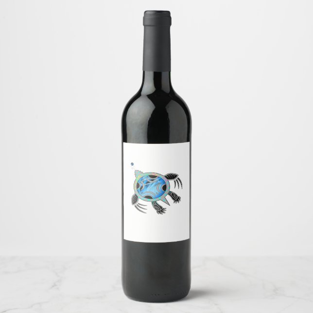 Painted Sea Turtle Wine Label (Front)