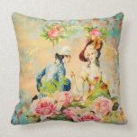 Painted seahorses with French Love Distressed Throw Pillow