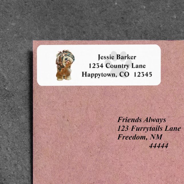 Painted Shih Tzu Dog Return Address Label (Creator Uploaded)
