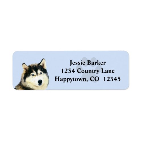Painted Siberian Husky Return Address Label