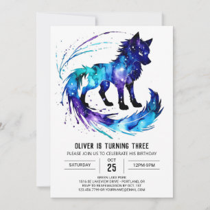 Painted Simple Wolf Digital Boy Birthday Invitation