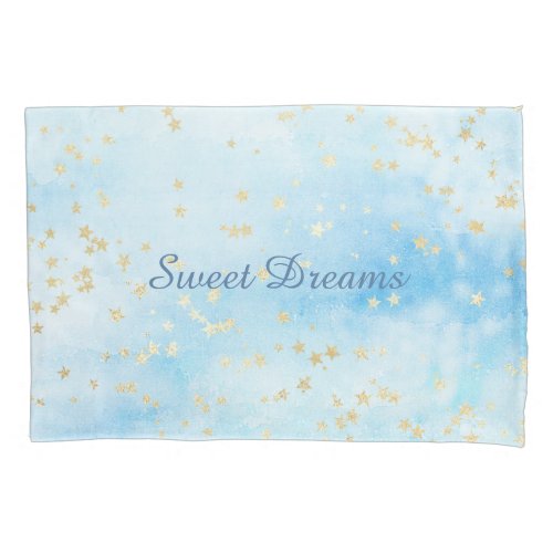 Painted Skies Sky Gold Stars Clouds Sweet Dreams Pillow Case