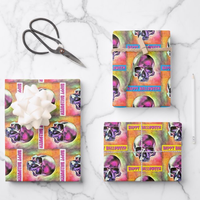 Painted skull. Customized Wrapping Paper Sheets (Front)
