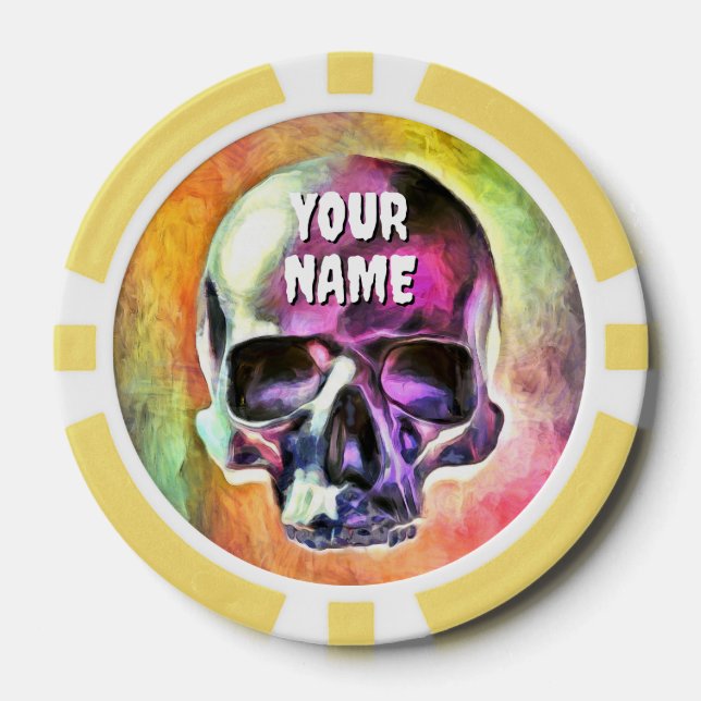Painted skull. Personalized Poker Chips (Front)