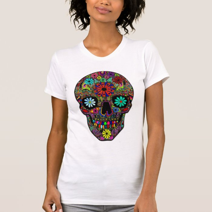 Painted Skull with Floral Design Shirt