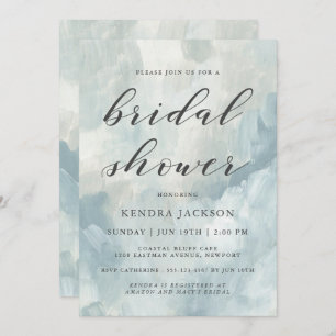 Painted Sky Abstract Brushstrokes Bridal Shower Invitation