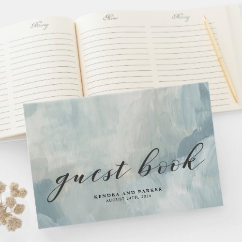 Painted Sky Modern Abstract Brushstrokes Wedding Guest Book