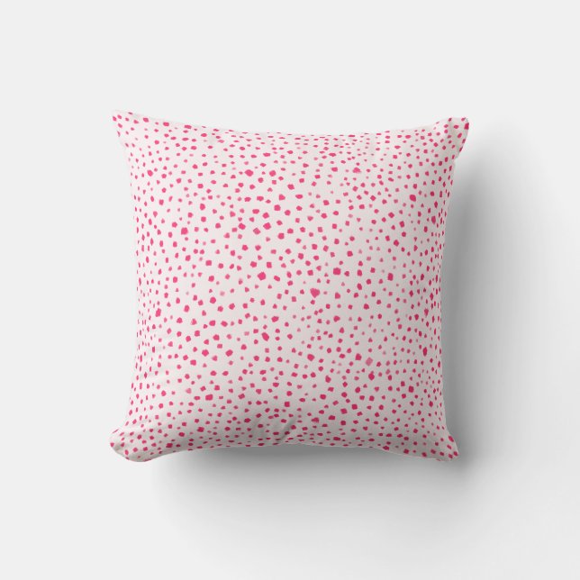 Painted Smudge Dots Preppy Hot Pink Pattern Throw Pillow (Front)