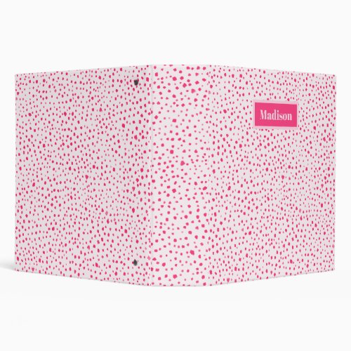 Painted Smudge Dots Preppy Hot Pink Personalized 3 Ring Binder