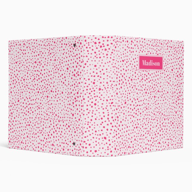 Painted Smudge Dots Preppy Hot Pink Personalized 3 Ring Binder (Background)