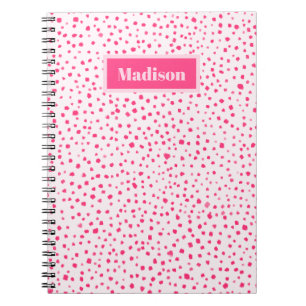 Painted Smudge Dots Preppy Hot Pink Personalized Notebook