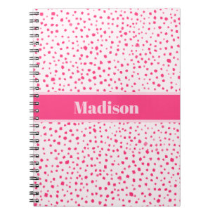 Painted Smudge Dots Preppy Hot Pink Personalized Notebook