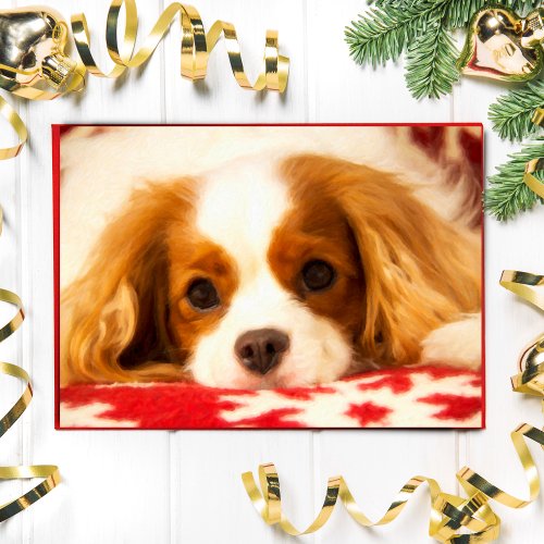 Painted Snowflake Sweet King Charles Spaniel Card