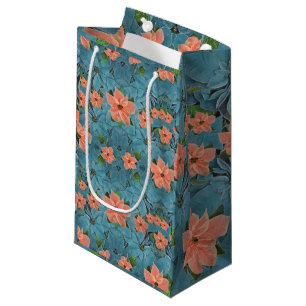 Painted Soft Pastel Poinsettia Holiday Small Gift Bag