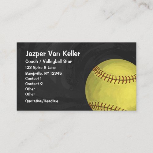 Painted Softball Art Business Card