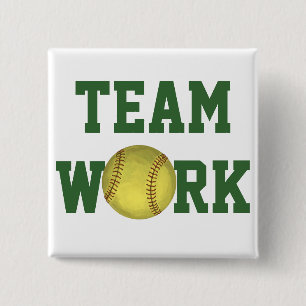 Painted Softball Art Button